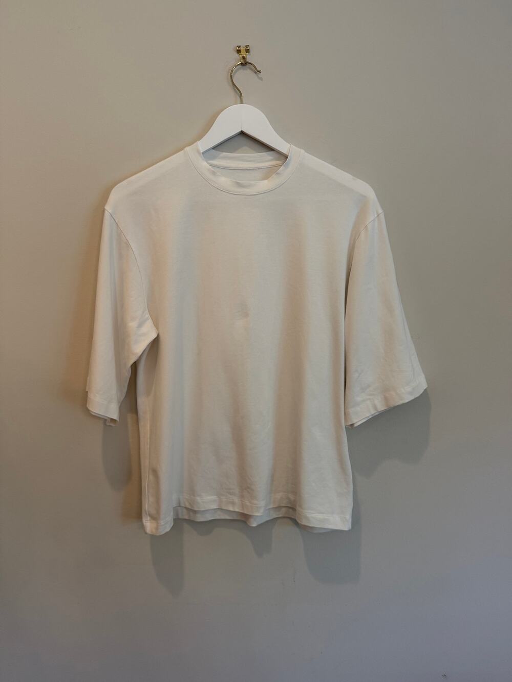 G. Label by Goop White Stretch Cotton Crewneck Tee Size S Made in Italy